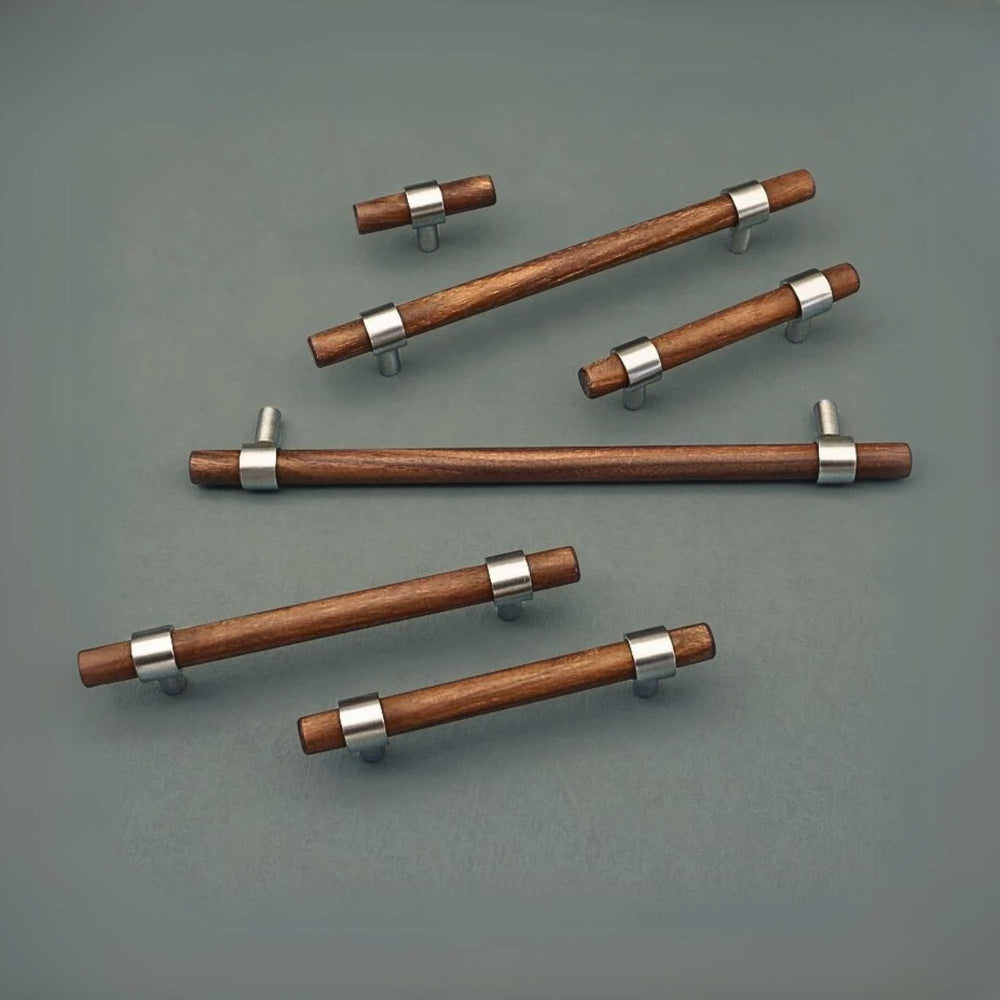 BEECHI Walnut & Silver Drawer Handle Pulls