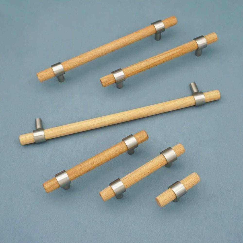 BEECHI Walnut & Silver Drawer Handle Pulls