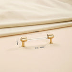 Crystal brass cabinet handle with 114mm hole center dimension.