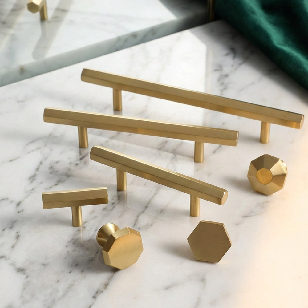BRASSO Gold Solid Brass Cabinet Knobs & Pulls