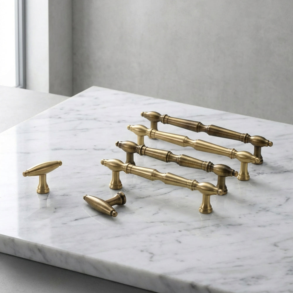 BRAVARA Antique Brass Drawer Handles & Knobs