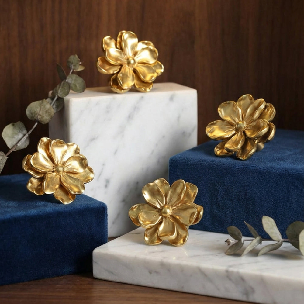 CAMILLA Vintage Brass Camellia Knobs