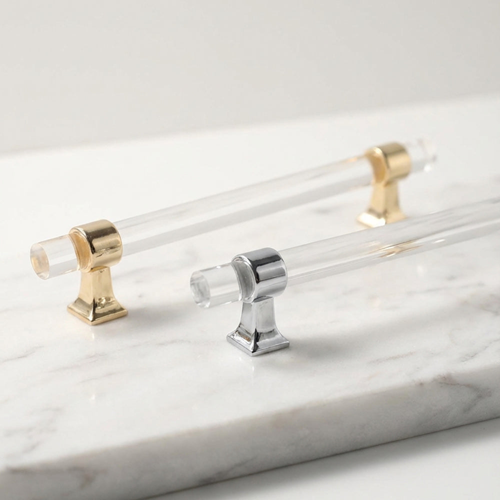 CLEARIO Acrylic Gold & Silver Cabinet Handles & Knobs