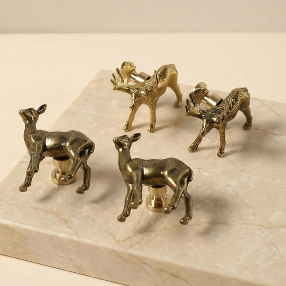 DEERLY Antique Brass Deer Cabinet Knobs & Pulls