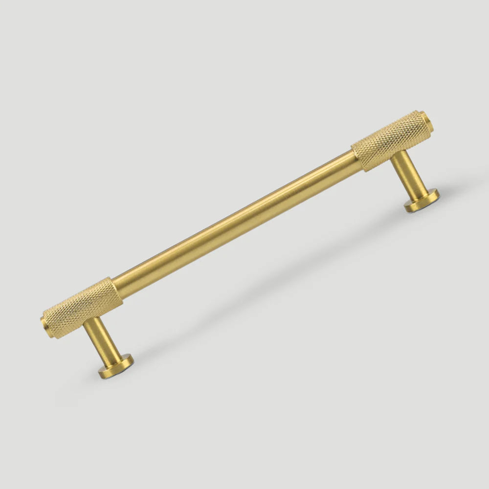 Knurled brass drawer handle in retro antique brass