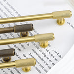 Brass cabinet hardware T-bar handle with knurled ends