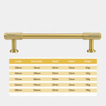 Dimensions of Knurled brass cabinet handle with antique gold finish