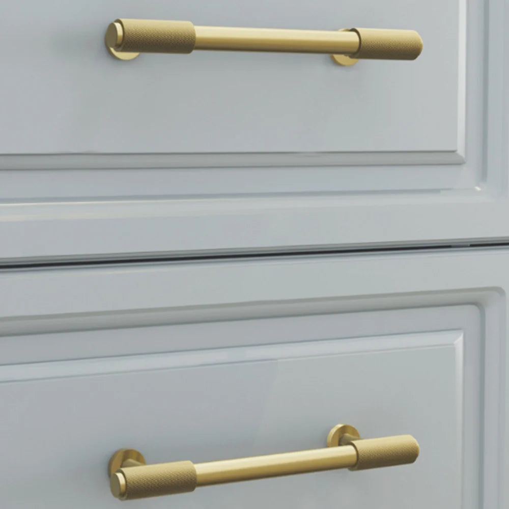 Textured brass cabinet pull handle with vintage finish