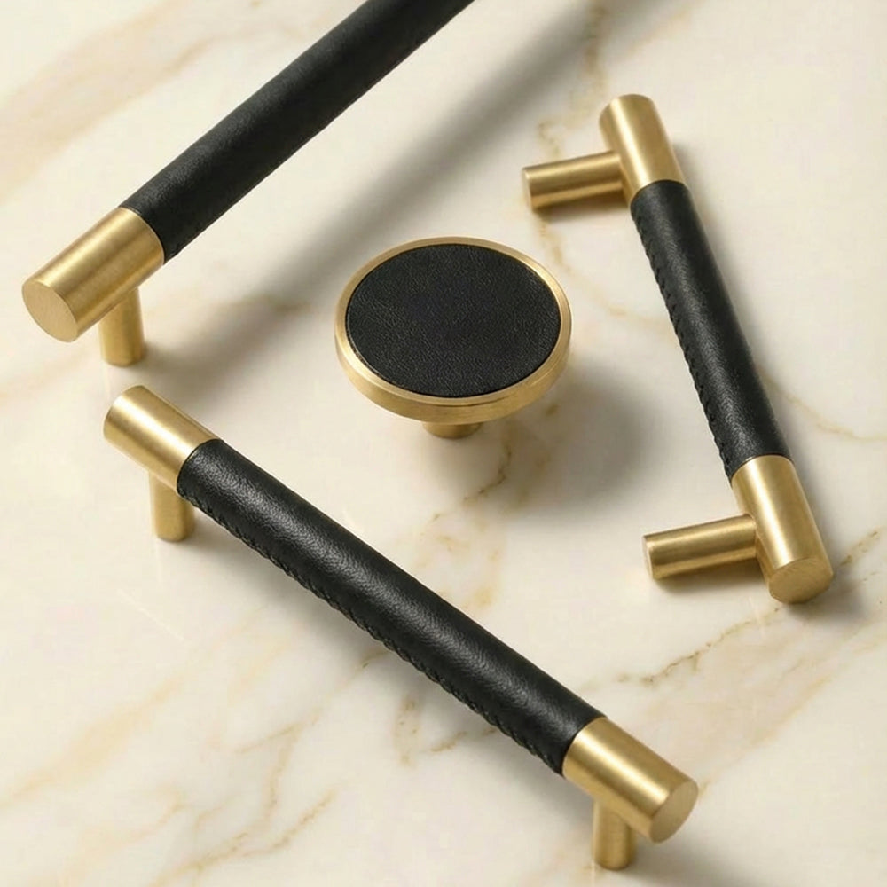 LEATHRX Minimalist Black Leather Cabinet Pulls