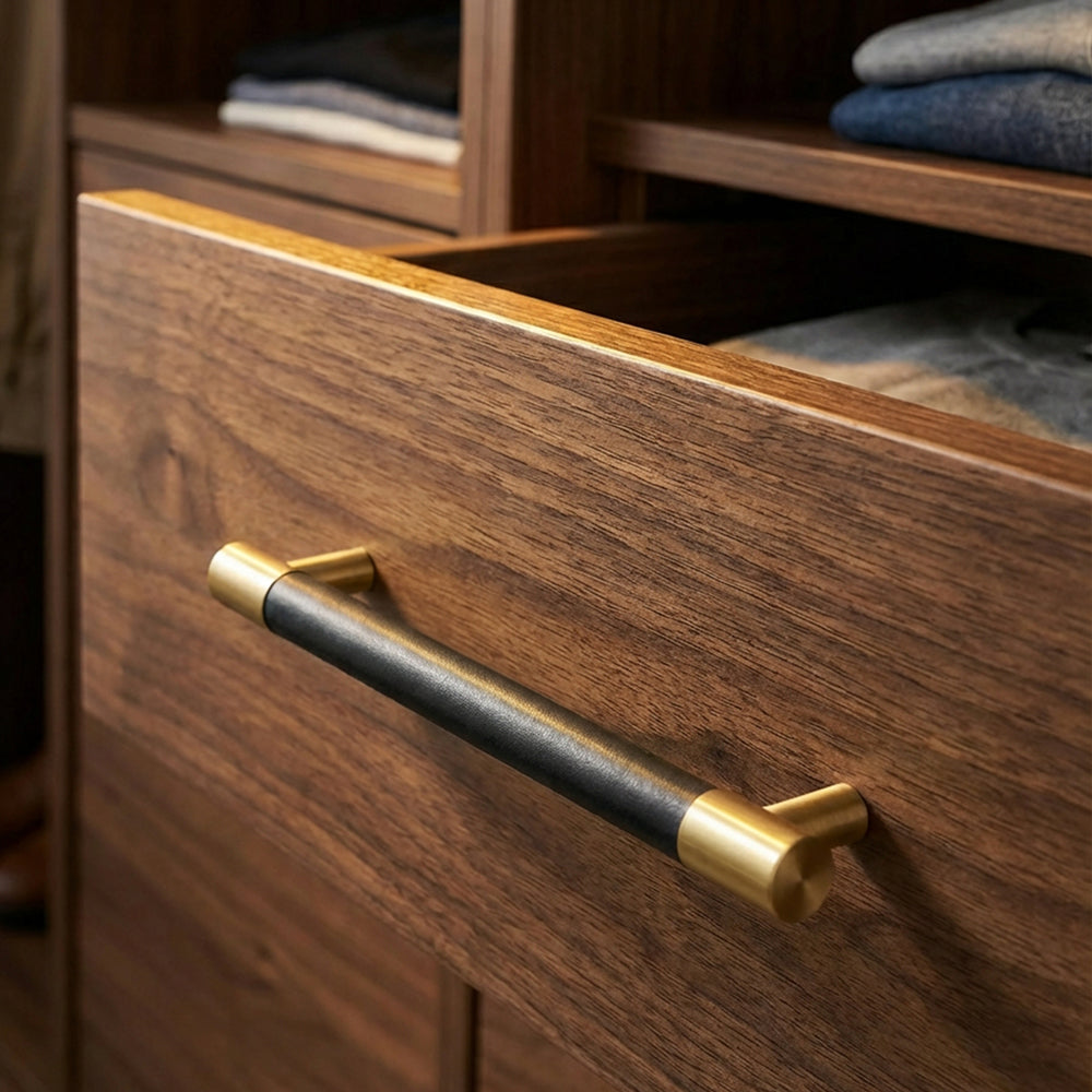 LEATHRX Minimalist Black Leather Cabinet Pulls