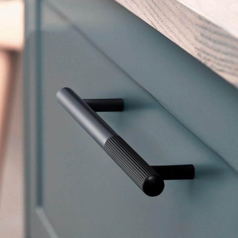 Black handle on a glass door
