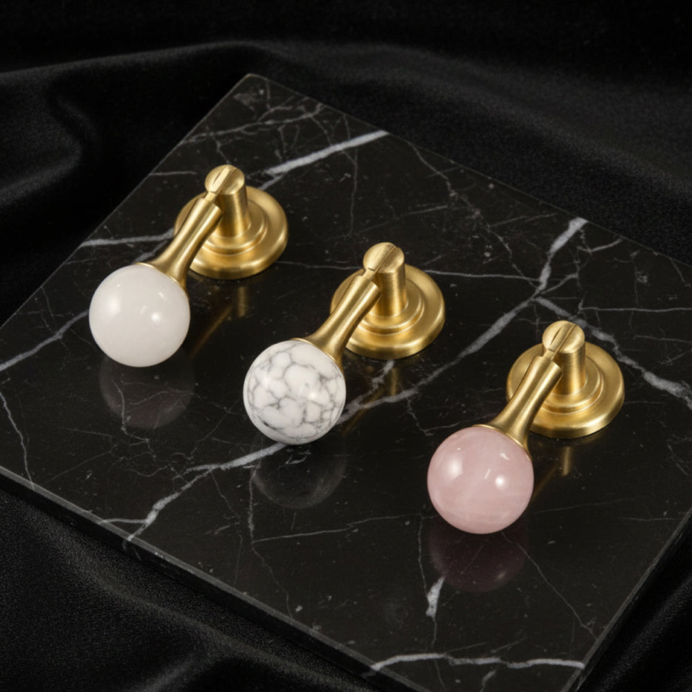 MARBIX Crystal Marble Brass Cabinet Handles