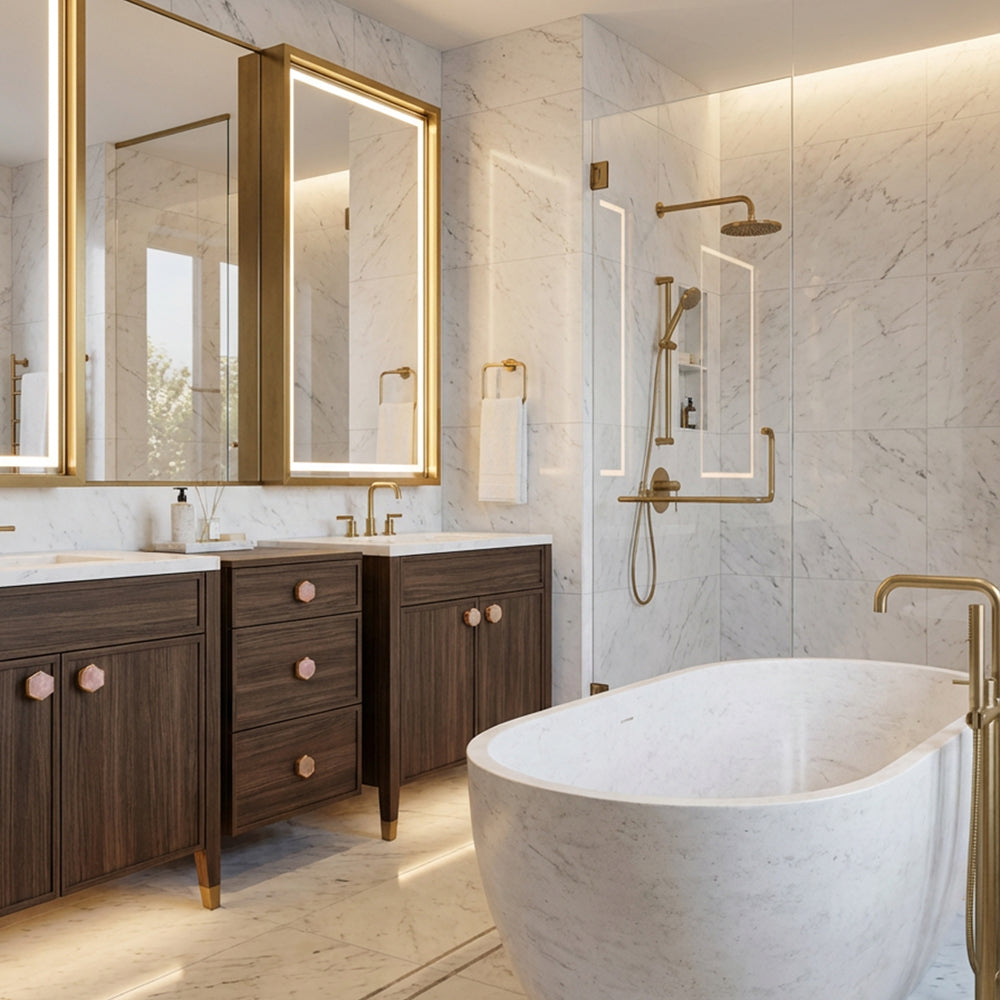 PINKA Pink Crystal Brass Cabinet Knobs