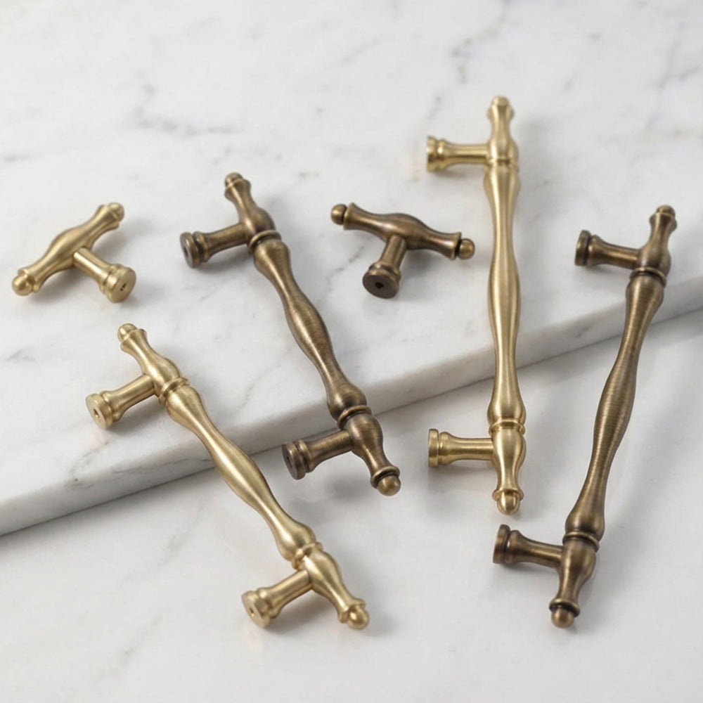 RIPPLIC Vintage Brass Ripple Cabinet Handles & Knobs