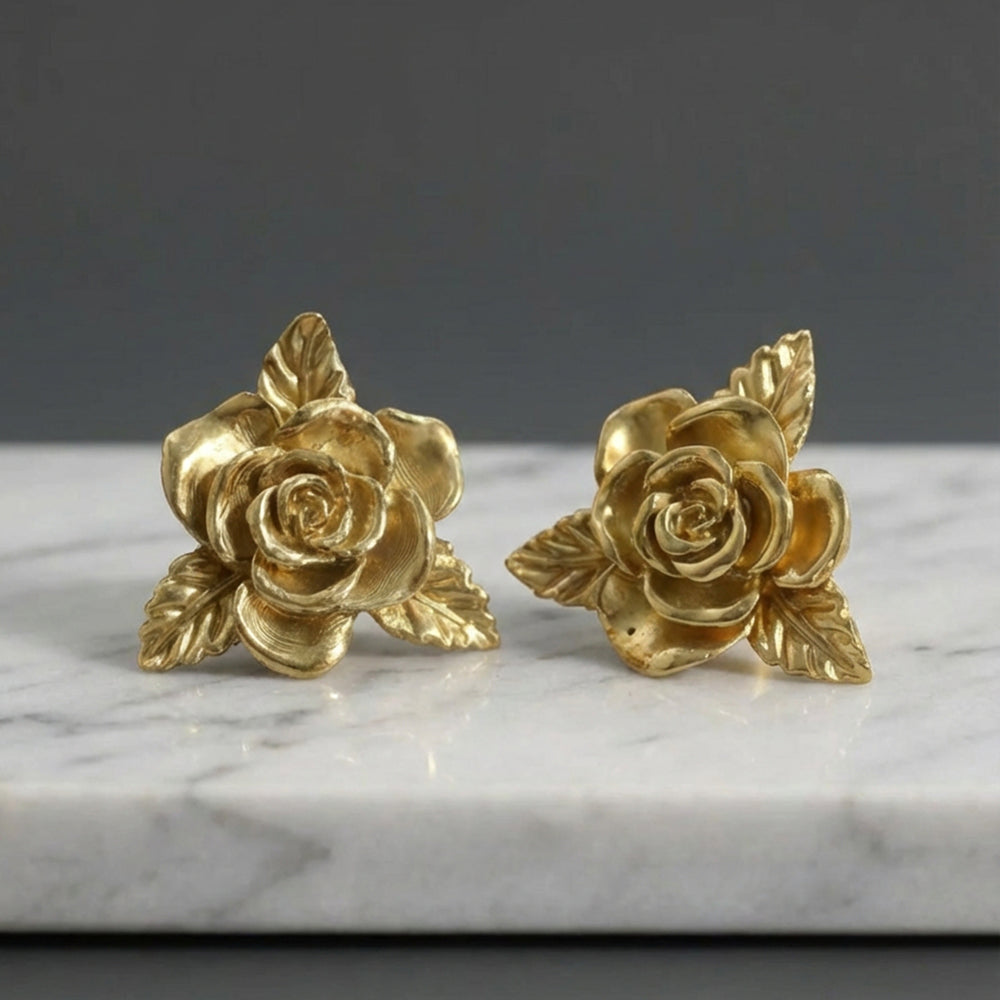 ROSALIE Art Decor Rose Brass Knobs & Handles