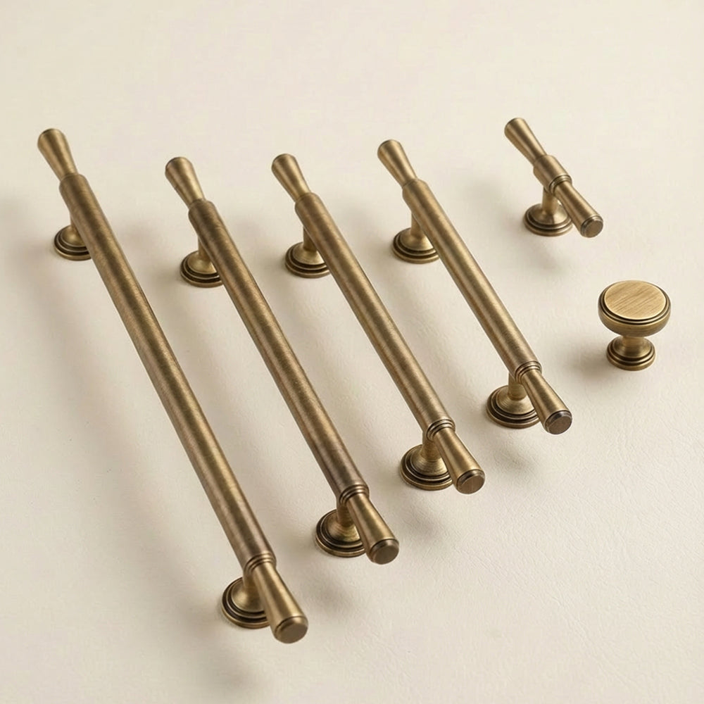 TEXBRAS Aged Solid Brass Textured Cabinet Handles & Knobs