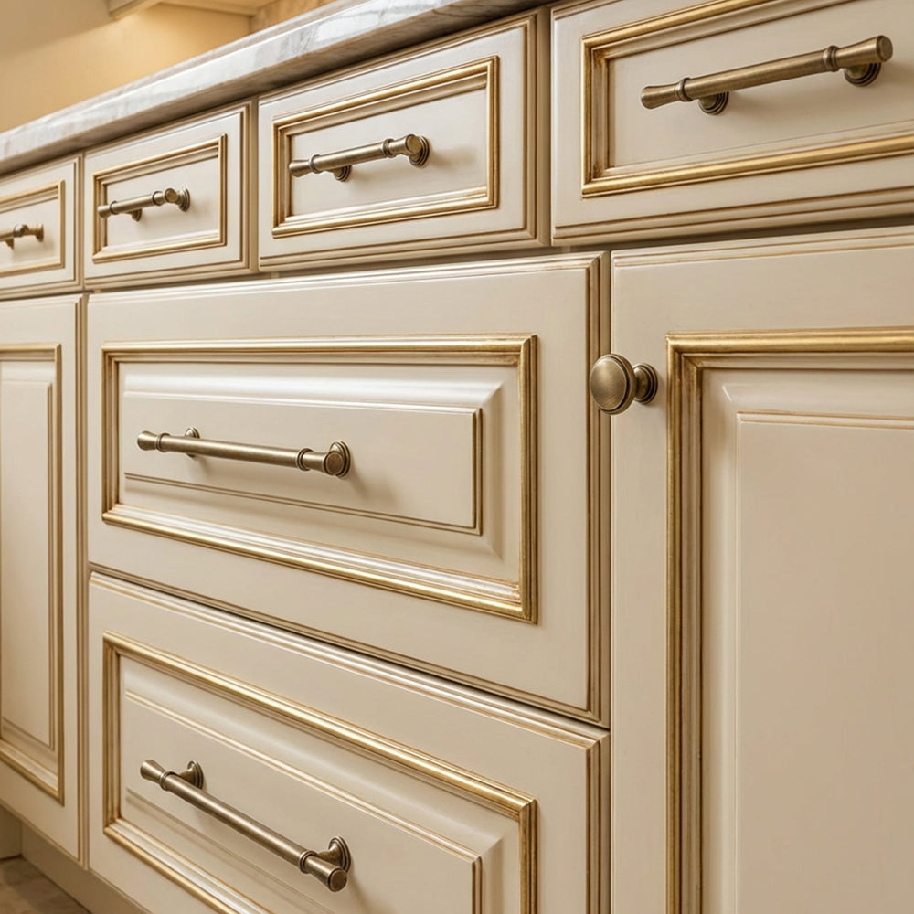 TEXBRAS Aged Solid Brass Textured Cabinet Handles & Knobs